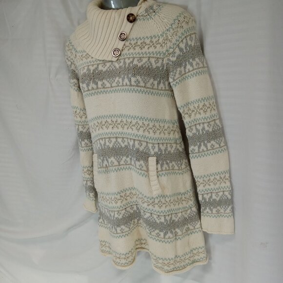 Gap Kids Size XXL 14-16 Exrta Long Knit Sweater Y2K White Silver Blue Winter - Picture 10 of 13